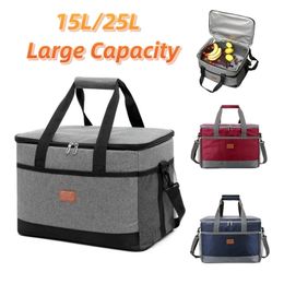 15L25L Large Capacity Thermal Insulation Lunch Bag Oxford Cloth Food Storage Picnic Bags Tote Portable Cooler Box 240508