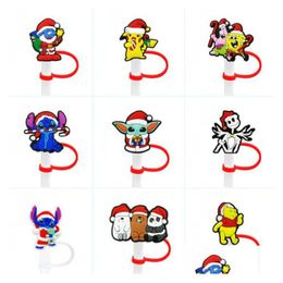 Drinking Straws Cartoon Drink Dust Plug St Toppers Cap Er Fashion Decoration Christmas Kids Gift Drop Delivery Dhspx