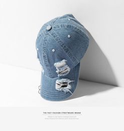 INFLATION Denim holes damaged casual baseball caps fashion streetwear mens hat adjustable brand summer snapback caps 097CI2018 D187570072
