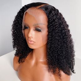 360 Lace Frontal Wig Natural Black Colour Kinky Curly Short Bob Simulaiton Human Hair Wigs For Women Synthetic Wholesale hair sets