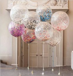 36inch round transparent paper balloon wedding Party Decoration layout large confetti balloons whole9196917