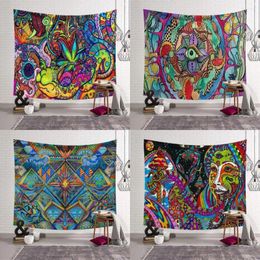 Tapestries Polyster Hippie Mandala Pattern Tapestry Abstract Painting Art Wall Hanging Gobelin Livingroom Decor Crafts Carpet
