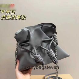 Loeiwe High end Designer Flamencos bags for womens New Handheld Shoulder Oblique Cross Blessing Bag Genuine Leather Versatile Bucket Bag with Folded Dumplings