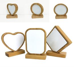 Bamboos Sublimation Blank Po Frame With Base DIY Double Sided Wood Love Heart Round Frames Magnetism Picture Painting Decoratio1354738