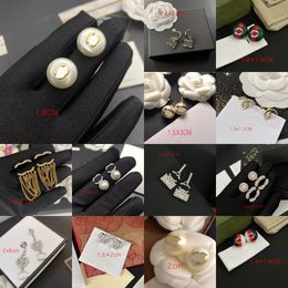 Charm Earring Tassel Designer Eardrop Ear Stud Back Stamp Gold Plated Copper Earrings Fashion Womens Brand Letter Crystal Rhinestone Pearl Womens Wedding Jewellery