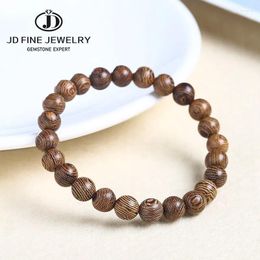 Strand JD 6 8 10mm Natural Wenge Wooden Vintage Bracelet Women Men Mala Meditation Prayer Buddha Stretch Bangles Yoga Hand String Gift