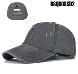 DSQBOSSD2 New summer hat hole retro sports hiking hat rebound washed cotton cap casual ponytail loose baseball cap ladies adjustab4693244