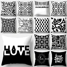 Pillow Black White Modern Style Cover 45x45cm Polyester Decorative Sofa Bed Case