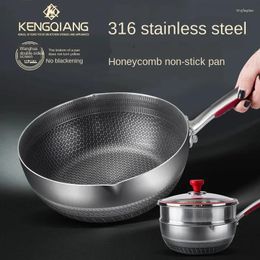 Pans 316 Stainless Steel Household Small Wok Non-stick Cookware Frying Steaming And Multipurpose Auxiliary Food Pot Pan