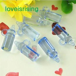 Party Decoration 50pcs 28mm 11mm Pink Blue Mini Acrylic Baby Bottles For Shower Wedding Favours Cupcake Decor