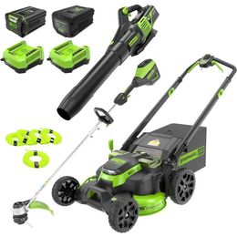 Lawn Mower 80V 25 cordless battery brushless self-propelled rear wheel drive 3-in-1 lawn mower 16 string trimmer 730 CFM blade blowerQ240514