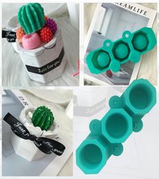 3 Holes Silicone Flower Pot Mould DIY Succulent Making Mould Silicone DIY Aromatherapy Candle Decoration Mould Clay Craft Mould C01252331146