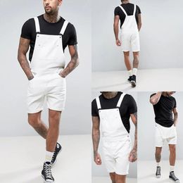 Men's Jeans Women Jumpsuits Solid Rompers Overalls Denim Washing One Piece Loose Casual Pockets Knee Length Cargo Mid Waist 2024