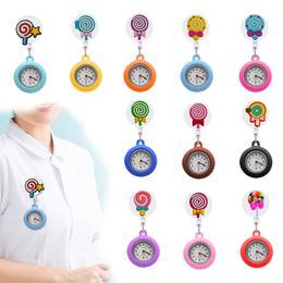 Neuheit Gegenstände Lollipop Clip Pocket Uhren Rückfahrbare Krankenschwester FOB Uhren -Sektel mit Sekundenzel