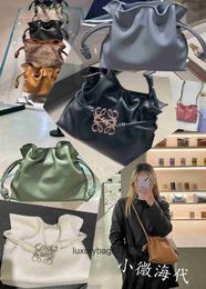 Loeiwe High end Designer Flamencos bags for women Lucky Bag Mini Cowhide Drawstring Bucket Bag Single Shoulder Diagonal Straddle Women Bag Original 1:1 with real logo