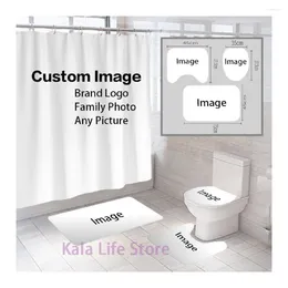 Shower Curtains Personality Custom Curtain 4 Piece Carpet Cover Toilet Bath Mat Pad Set Customized Bathroom With 12 Hooks