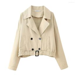 Women's Trench Coats With Belt Jackets Coat Khaki Outwear Long Sleeve Button Solid Inszartraf 2024 Chaquetas Para Mujer Elegante Top Trf