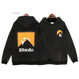 rhude shirt rhude mens t shirt rhude mens hoodie full zip up cotton hoodie jacket hoodies designer high street fashion brand letter embroidery loose terry 248