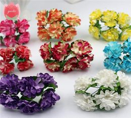 Whole 12pcslot 3cm Valentine Gift MIni Artificial Paper Rose Flower Bouquet Wedding Decor Handmade Scrapbooking Craft Suppli6936138