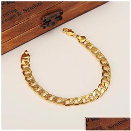 Bangle Bangle Gold Bracelets 21Cm Figaro Chain Link Trendy Women Men Jewelry Wholesale Wedding Bridal Gifts Partybangle Drop Delivery Dhx5W