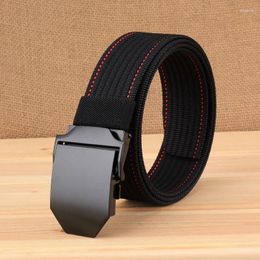 Belts Cowboy Canvas Belt Jeans Zinc Alloy Black Buckle Breathable Nylon Leisure High Quality Men Wide 3.8cm