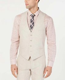 Men's Vests Linen Solid Colour Single Breasted Vest Tailcoat Spring/summer Wedding Guest Social Dance