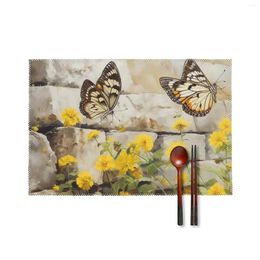 Table Mats 6PCS Place Set Heat Resistant Placemats For Dining Washable Butterfly On The Wall