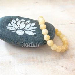 Strand WMB35043 Yellow Jade Calming Vibrations Promotes Courage Stacking Bracelet Natural Stone For Healing Mala Beads