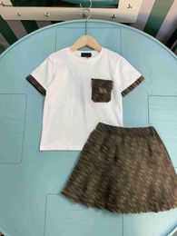 Top baby tracksuits girls Dress suit kids designer clothes Size 110-160 CM t shirt and Full print of letters Short skirt 24April