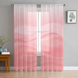 Curtain Gradient Water Ripple Pink Sheer Curtains For Living Room Decoration Window Kitchen Tulle Voile Organza