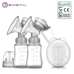 Breastpumps ZIMEITU Dual Electric Breast Enhancement Pump Strong Nipple Sution USB with Baby Bottle Hot and Cold Pads Nippl Q0514