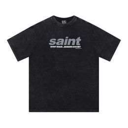 Men's T-Shirts Men Women Saint Michael Top T Black Round Neck All-match SAINT T Shirts T240515