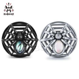 KUBOOZ Stainless Steel Shell Spider Ear Plugs Piercing Tunnels Earring Gauges Body Jewelry Stretchers Expanders Silver Black Whole5562858
