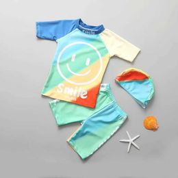 Two-Pieces 2023 New Childrens Colourful Swimsuit Boys Split Big Children Quick Drying Training Split Swimsuit Spa Long Sleeve DefenseL2405