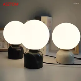 Table Lamps Nordic Bedroom Glass Ball Lamp Luxury Marble Bedside Decor Small Modern Living Room Study Reading Desk