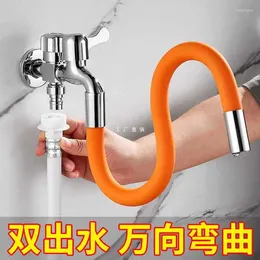 Bathroom Sink Faucets Washing Machine Extended Water Pipe To Faucet Nozzle Double Head One In Two Out Universal Rotary Joint