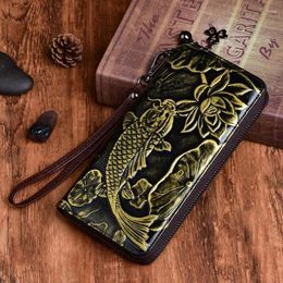 Wallets Vintage Women Genuine Leather Phone Clutch For Woman Casual Card Holder 2024 Retro Handmade Embossed Purse