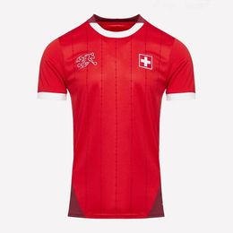 KIDS Switzerland Soccer Jerseys 2024 Euro Cup SWISS National Team ELVEDI AKANJI ZAKARIA SOW RIEDER EMBOLO SHAQIRI Home Away Football Shirts Size S - 4Xl 397