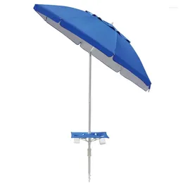Umbrellas 7 Feet Vented Beach Umbrella With Table W/Tilt And Built-in Sand Anchor Blue