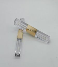 Whole Luxury Gold 6ML Double Head Square Clear Lip Gloss Tubes Empty Lipgloss Tube Cosmetic Lip Gloss Bottle Packaging Contain8903750