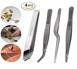 GDGY 4Piece Tweezers Tongs Tweezers Fish Bone Tweezers Set 55 inches Stainless Steel Precision Tongs tweezer with Cooking Off8029145