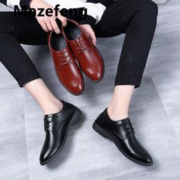 Dress Shoes Mazefeng Men Wedding Fashion Office Footwear High Quality Leather Comfy Business Formal 2024