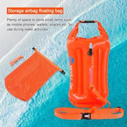 20L Floating Dry Bag with Adjustable Belt Inflatable Waterproof Bag Floating Dry Bag Equipment Buoy for Open Swimming 240429