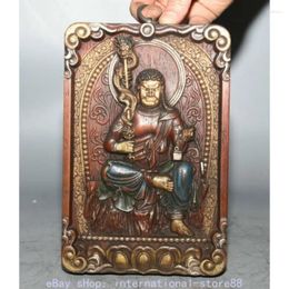 Decorative Figurines 8.4 Inch Old Chinese Wood Painting Buddhism Fudo Myo-o / Acalanatha Thangka