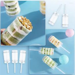 Baking Moulds Transparent Round Push-Up Cake Mould Plastic Clear Holder Push Pops Container With Lid Home Kitchen Supplies