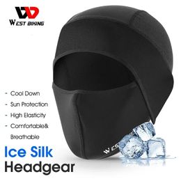 Western style bicycles summer bicycles Balaclava face mask motorcycle helmet lining cap UV resistant face protection cool ice silk sports cap 240514