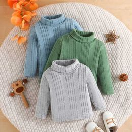 Pullover 3PCS Set Ootd Terno for Newborn Baby Unisex Boy Girls Top 3-24 Months Fashion Long Sleeve Tee Warm Sweater WinterL240514L240502