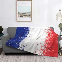 Blankets France Flag Blanket Fleece Print Frence Breathable Lightweight Thin Throw For Home Travel Bedspreads