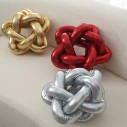 Pillow Luxurious With Golden Five-pointed Star Knot: Nordic Style Plush For Bedroom And Living Room Sofa Decoration