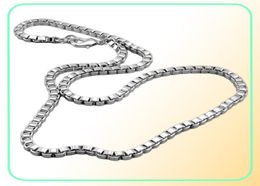 Chains Classic Really 100 925 Sterling Silver Box Chain Necklace Fashion Men Women 3mm 1826 Inch Choker Hiphop Punk Jewelry8019397